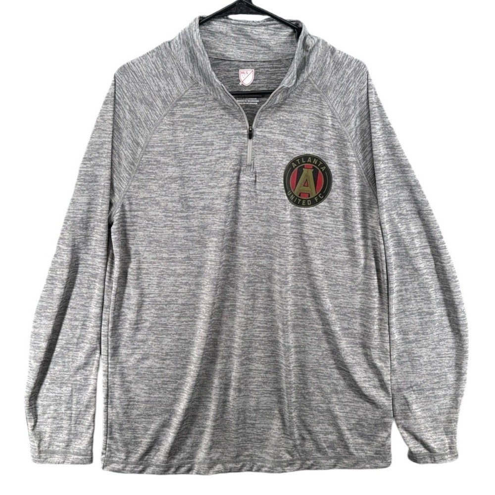 MLS Atlanta United FC Gray Heather Space Dye Quarter Zip‎ Pullover Mens Large